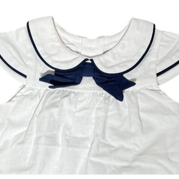Mud Pie 3-6m NWT Nautical Sailor dress white navy blue bow classic beach lake bo - Picture 2 of 3